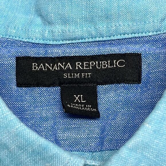 Banana Republic Heather Light Blue Long Sleeve Button Down Dress Shirt- Size XL - Picture 9 of 16